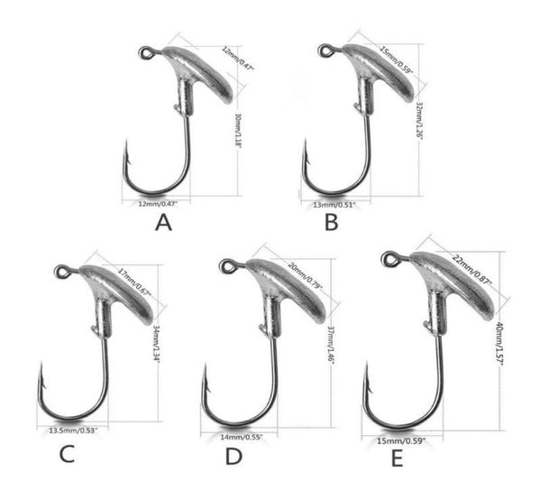

10pcs tumbler lead jig head fishing hook set barbed fishhook 35g 5g 7g 10g 14g drop ship4897556