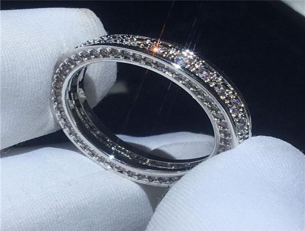 

choucong fashion circle ring white gold filled 3 rows diamond engagement wedding band rings for women bridal finger jewelry3081871, Slivery;golden