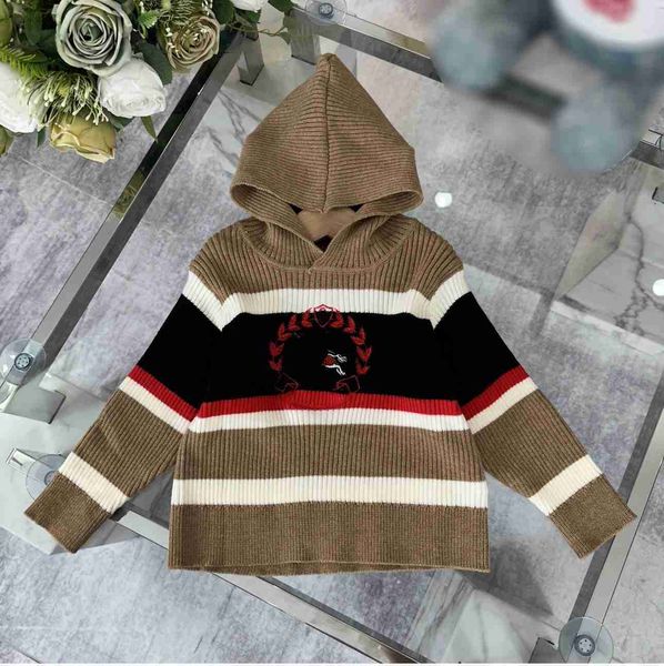 

new designer baby pullover kids multi color stripe design hooded sweater size 100-160 cm long sleeved child knitwear, Blue