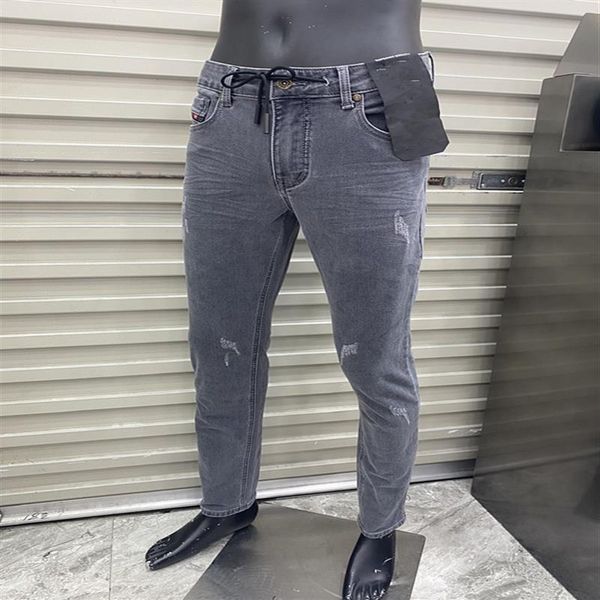 

mens designer jeans high street size 29-40 rock revival washed splicing off vintage pants classic personalized biker elasticity de237h, Blue