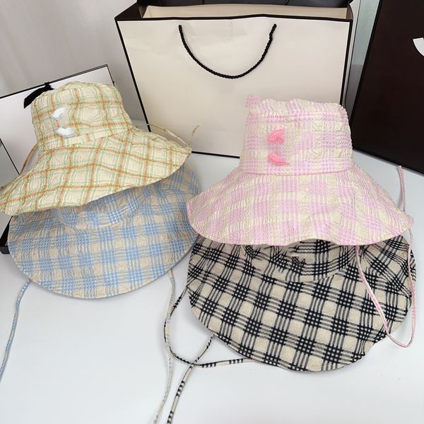 

designer letter bucket hat for men woman fashion plaid cap fisherman wide brim hats summer accessories, Blue;gray
