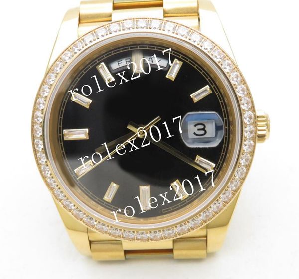 

men 5 colour super men's asia ew factory edition 3255 day-date 40mm yellow gold dial with diamond 18k yellow gold thick diamond crested, Slivery;brown