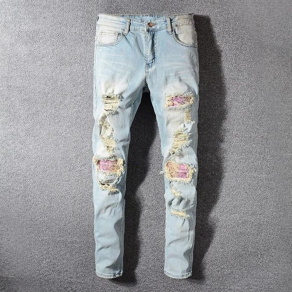

mens designer jeans mens luxury denim fashion men tattered motorcycle cowboy tattered blue brand slim motorcycle cowboy selle281p