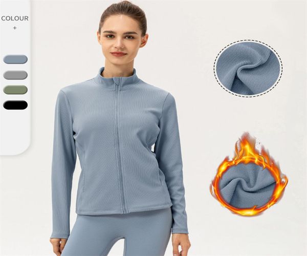 

undefined-lu winter padded yoga women jacket female slim stripes pit stripes warm zipper sportswear running fitness clothing6070482