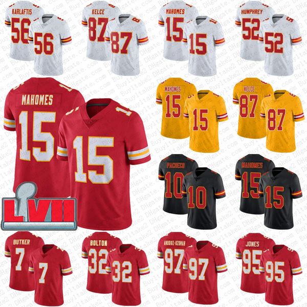 

patrick mahomes travis kelce isiah pacheco football jersey rashee rice nick bolton kadarius toney creed humphrey chris jones felix anudike-u, Black;red
