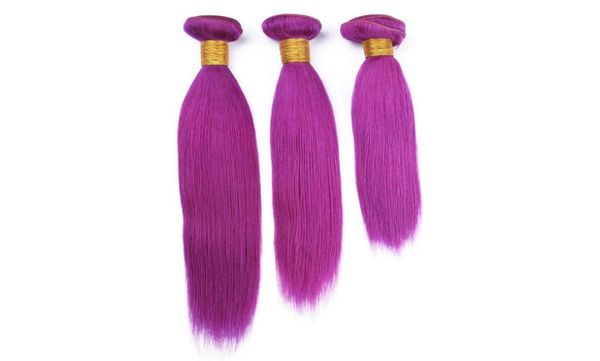 

malaysian purple human hair weaves extensions silky straight purple colored virgin remy human hair bundles deals 3pcs lot double w2516850, Black;brown