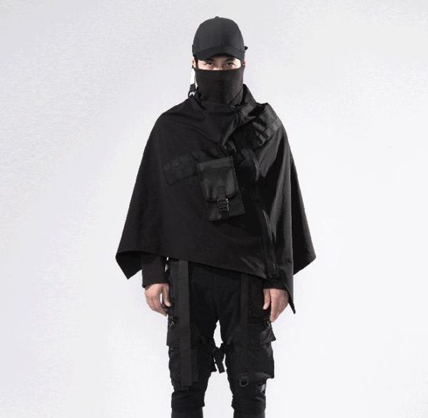 

pupil travel techwear cape tactical poncho cyber style cloak1100383, Tan;black