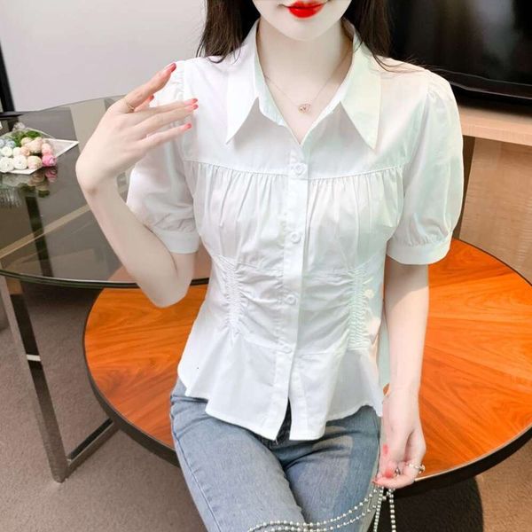 

spring style shirt womens temperament design niche long sleeved high class french gentle top, White