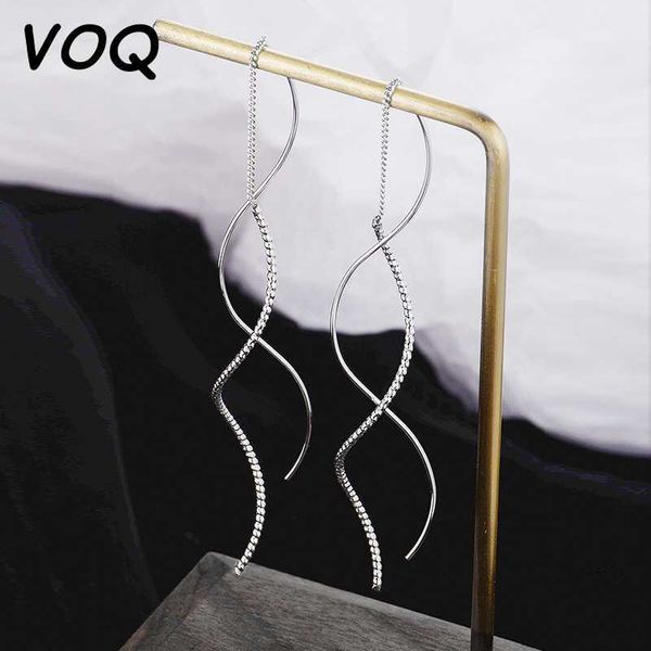 

voq silver color new exquisite wavy simple earrings fashion temperament tassel long female jewelry