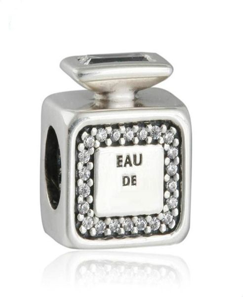 

new authentic 925 sterling silver signature scent perfume bottle charms beads pave clear crystal for beads bracelet diy fine jewel4823828, Black