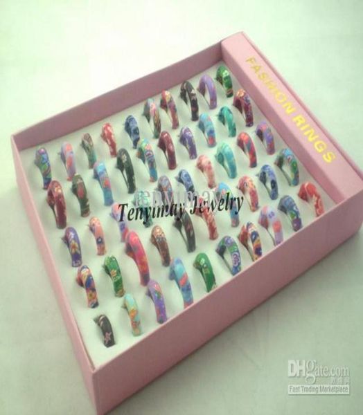

mixed polymer clay rings 6mm width kid039s ring whole 50pcs 9910213, Silver