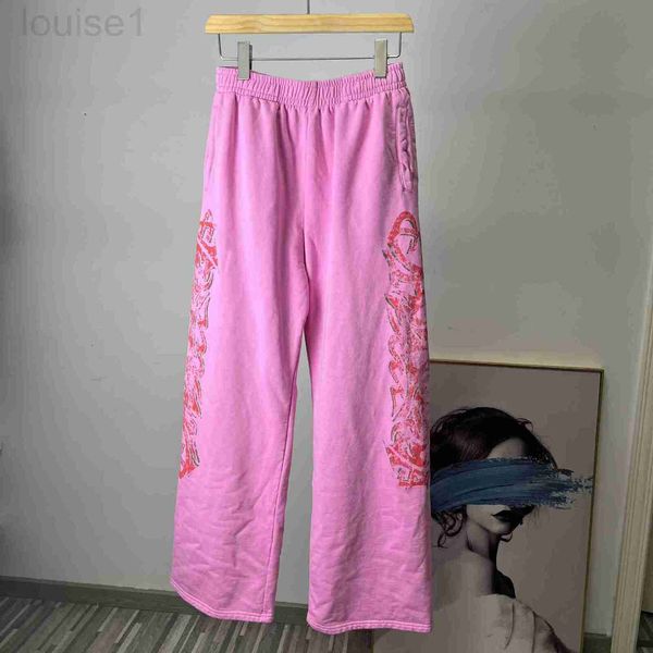 

men's pants designer our b family flame graffiti letter sanitary pants are made of knitted 430g cotton material with a loose fit 21sr, Black