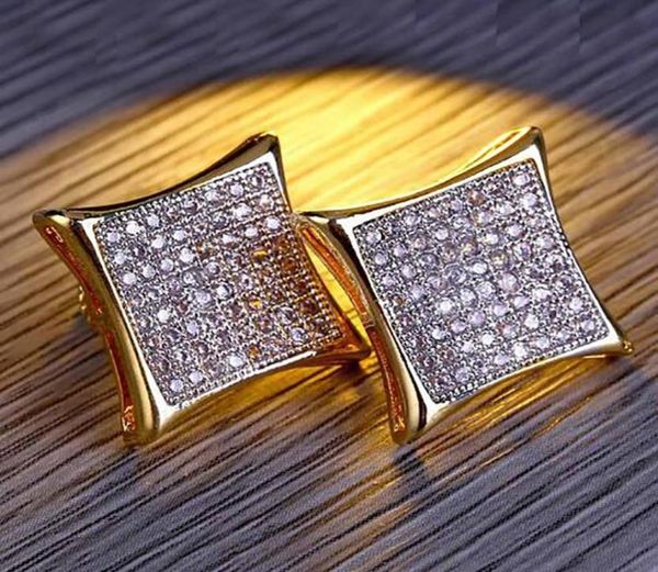 

mens kite 130 stones cz gold bling bling square earrings custom micro pave earrings hip hop stud earring hip hop jewelry4963387, Golden;silver