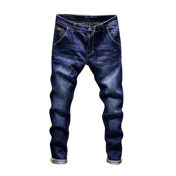 

fashion men's casual autumn denim cotton vintage wash hip hop work trousers jeans pants moda hombre 2019 mens jeans brand 5258t, Blue