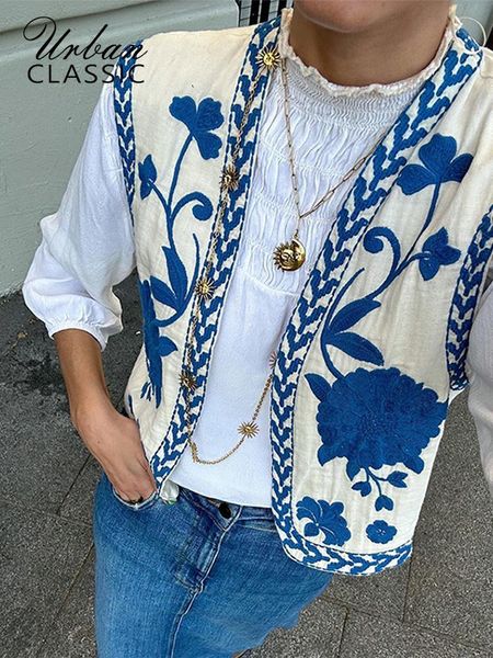 

women's vests vintage floral embroidery cardigan vest women summer national style ladies patchwork casual waistcoat for female 230811, Black;white