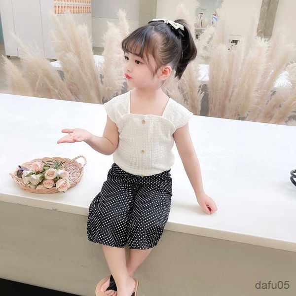 

clothing sets kids summer clothes dot pattern clothing for girls vest short girls sets casual style kid clothes r230812, White
