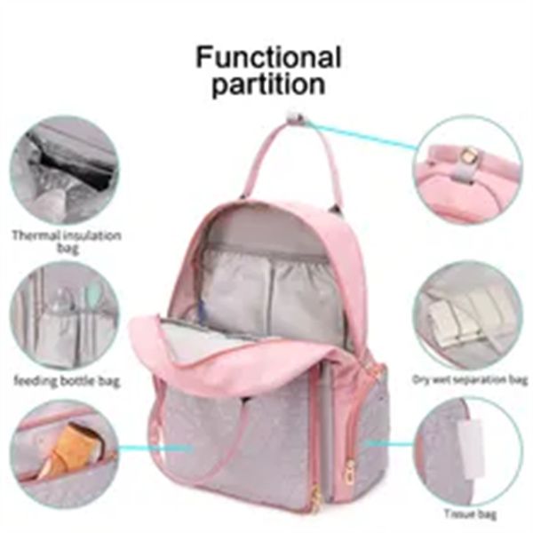 

land mommy diaper bags mother large capacity travel nappy backpacks multi-functional convenient baby nursing bags hpb01, Black