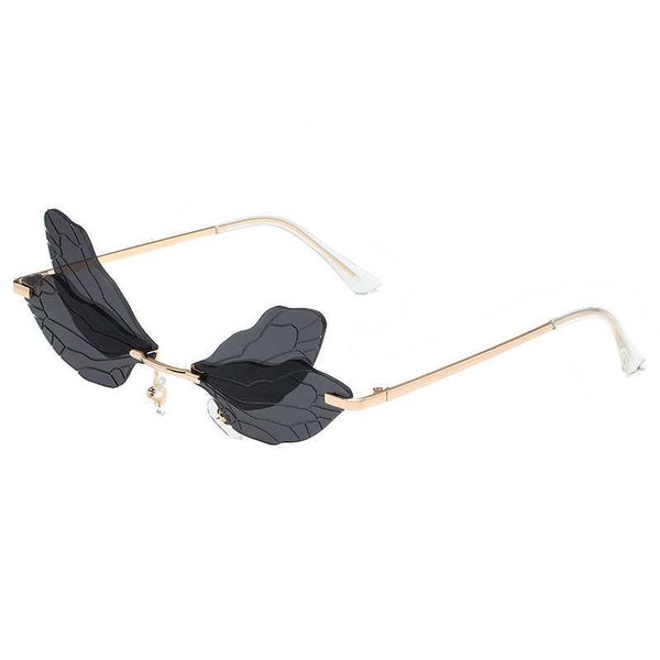 

personality dragonfly wings sunglasses women's dance show exaggerated gradient sunglasses ins net red glasses, White;black