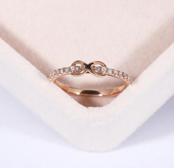 

double fair ring for women simple temperament number 8 zircon rose gold color finger rings new fashion jewelry party kbr3008042164, Golden;silver
