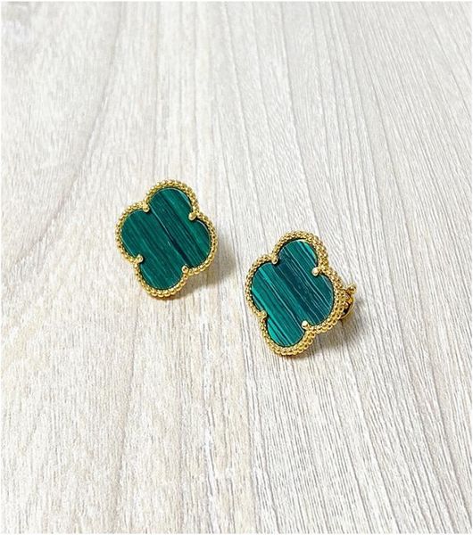 

titanium four leaf clover red love stud earrings gold earrings color studs fashion accessories jewelry with box with stamp 6853524, Golden;silver