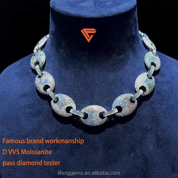 

selling pig nose necklace customized 16-26 inches moissanite cuban chain hip hop blingjewelry iced out cuban chain, Silver
