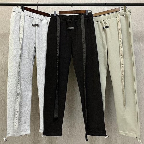 

men's pants tide brand casual streamer trousers elasticated leg terry sweatpants298d, Black
