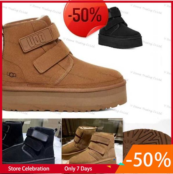 

aus winter snow boots designer winter boot ugglies australia classic women men booties brand ankle platform boot ultra matte sheepskin55, Black