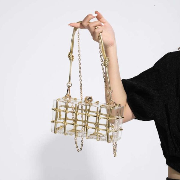 

2023 acrylic box evening bags clutch women's boutique woven knotted rope handbags and purses chains crossbody bag wedding party