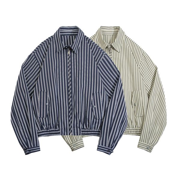 

men's jackets autumn men japanese korean streetwear vintage loose casual stripe bat sleeve jacket coat women couple outerwear 230811, Black;brown