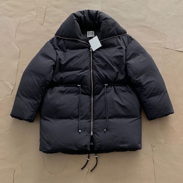 

women's jackets toteme black drawstring long down jacket, Black;brown