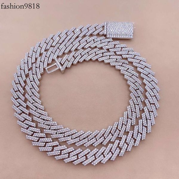 

pass diamond tester 10mm s sterling sier iced out prong diamond vvs1 moissanite cuban link chain, Silver