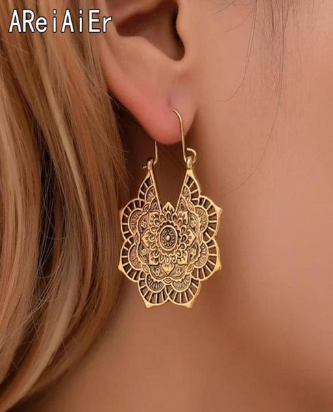 

stud metal earrings for women punk alloy earring gypsy tribal ethnic hoop dangle mandala bohemian jewelry4813084, Golden;silver