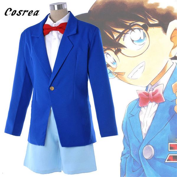 

cosplay kids anime detective conan case closed conan edogawa konan cosplay costume uniform sets coat shorts for mens women 230812, Blue