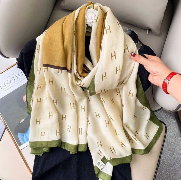 

h ermes winter and autumn scarves for sale cotton linen scarves autumn winter styles westernized fashionable womens korean version 2023 new, Blue;gray