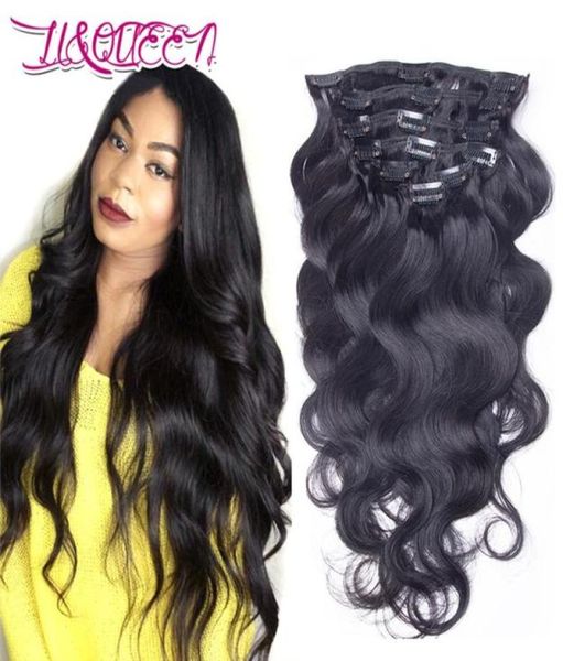 

peruvian human hair clip in hair extensions natural black beauty body wave unprocessed 1228 inches hair84028874836234, Black;brown
