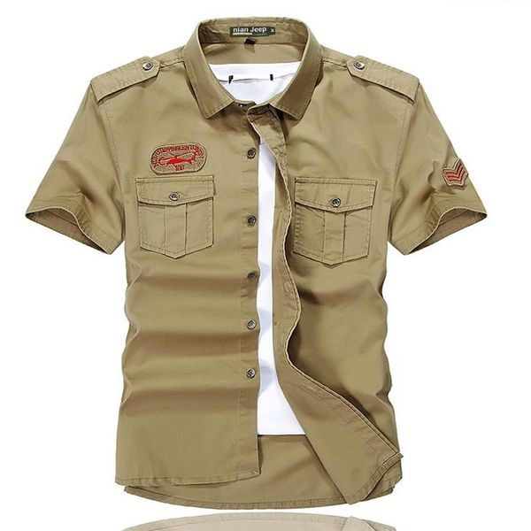 

high-quality short-sleeve shirt military uniform 273g, White;black