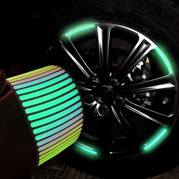 

stickers new 10pcs hub reflective sticker decorative strips general use of bicycle automobile and motorcycle tyres car accessories r230812
