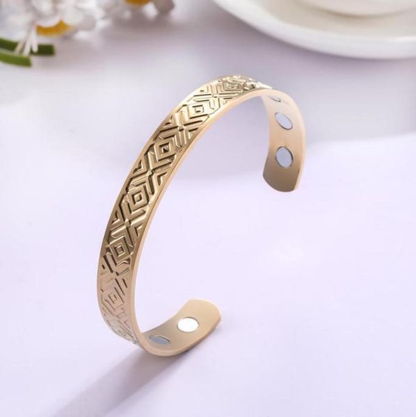 

myshape health magnetic bangle 316l stainless steel women bangle amulet vintage silvergold jewelry christmas gift6799764, Black
