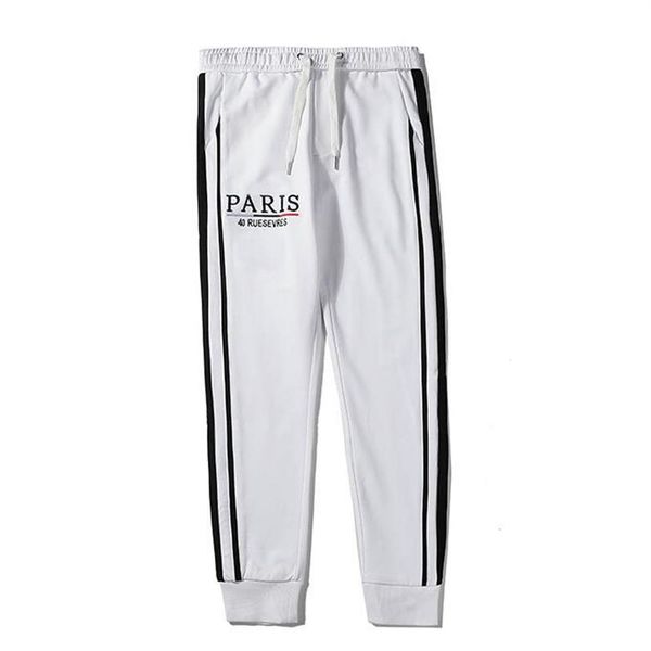 

mens luxury jogger pants branded drawstring sports pants high fashion black white colors side stripe designer joggers206r