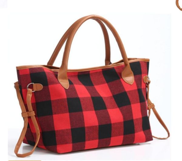 

buffalo check handbag red black plaid bags large capacity leopard travel tote sports duffle bag crossbody shoulder handbag bjj685779904