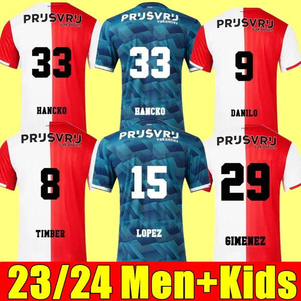 

23/24 soccer jerseys voetbal kids kit feyenoords 2023 2024 football shirt training home away fan player version goalkeeper maillot timber da, Black;yellow