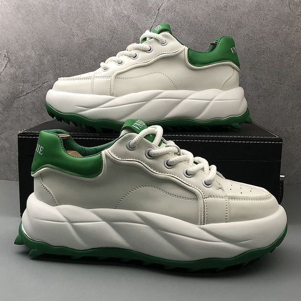 

luxury designers lace-up dress shoes fashion white breathable casual sneakers round toe thick bottom business leisure walking loafers d6, Black