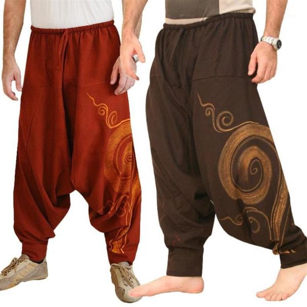 

men's jeans pants men hip-hop women stylish drawstring drop crotch ankle tied baggy trousers long harem casual long1220y, Blue