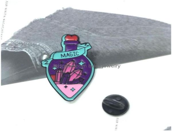 

pins brooches creative purple potion bottle brooches for women magic gemstone enamel badges alloy pin cartoon jewelry antiglare cl7413822, Gray