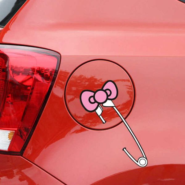 

19*8cm car stickers safety pin baby pink cartoon lovely cute girl creative decoration for fuel tank cap bumper motorcycle c40 r230812