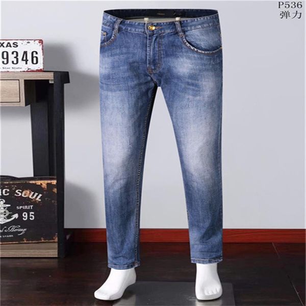 

2022 slim-leg jeans classic luxury designer business leisure pants patch slim high-grade recycled water simple generous casual den226m, Blue