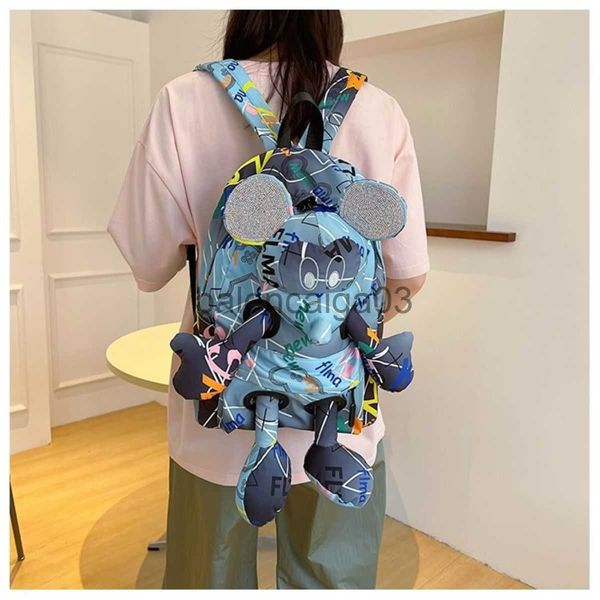 

designer cute mouse bag lapstudent backpack tote shoulder micke bag handbag mens woman fashion luxurious sky blue waterproof oxford fabric t