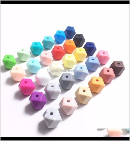 

14mm soothers teethers sile hexagon beads teething mini bead 100pcs baby teether chewable nursing necklace jewelry diy pacifier ho6784917