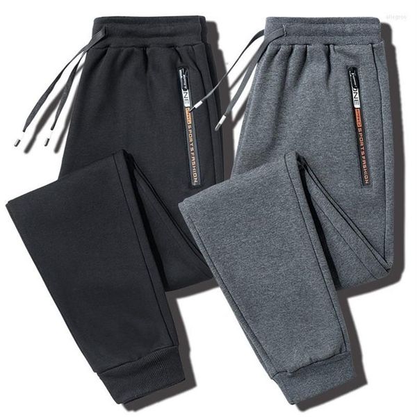

men's pants 2022 autumn men's sport casual knitted trousers with zipper pockets solid color jogger male pantalon chandal 280w, Black