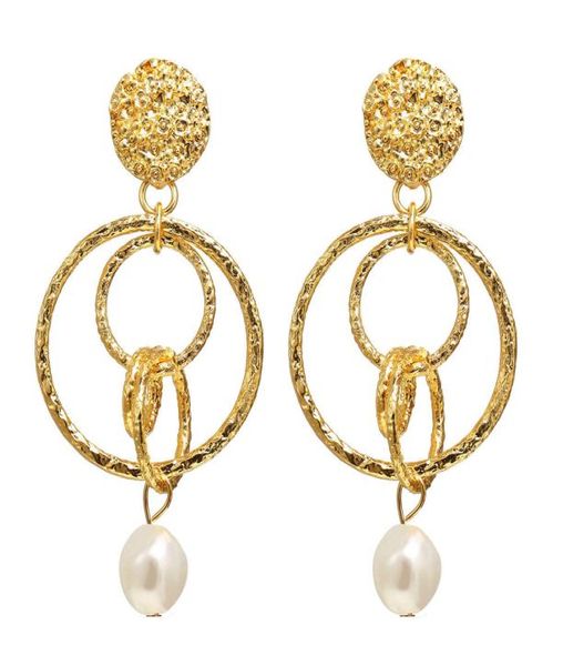 

new arrival round fashion pearl pendant earring for women gold creative hoop earrings modern jewelry gifts8335583, Silver
